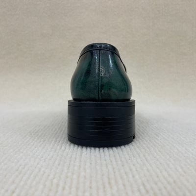 Fashion Green Platform Loafers Modern Leather Platform Loafers