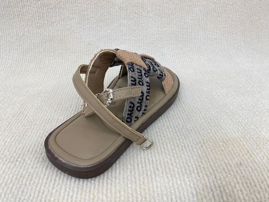 Khaki Weave Flat Open Toe Flip Flops Womens With Buckles In Summer