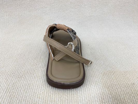 Khaki Weave Flat Open Toe Flip Flops Womens With Buckles In Summer